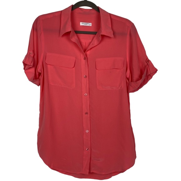 Equipment Tops - Equipment Femme Silk Utility Shirt Coral Pink